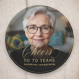 Plato De Papel Saludos de oro a 70 años de foto Personalizado cum
