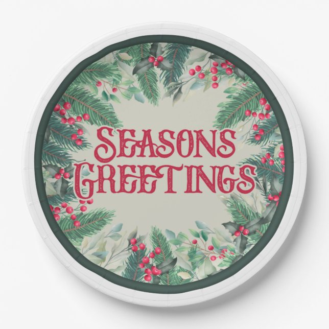 Plato De Papel Saludos de Seasons (Anverso)