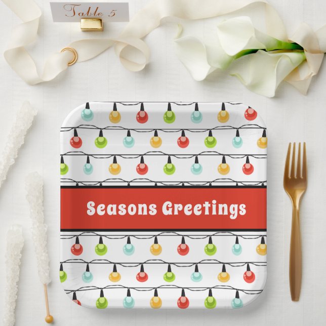 Plato De Papel Saludos de Seasons | Películas de luz de Navidades (Boda)