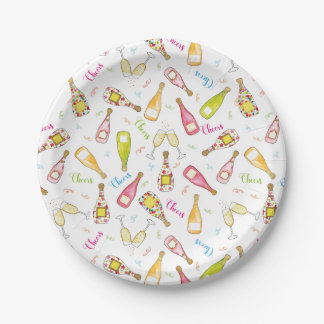 Plato De Papel Saludos divertidos flautas de champange beber gafa