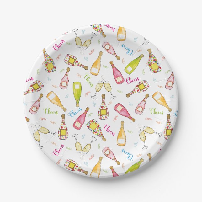 Plato De Papel Saludos divertidos flautas de champange beber gafa (Anverso)