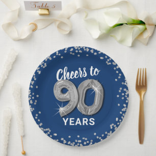 Plato De Papel Saludos modernos a los 90 años cumpleaños