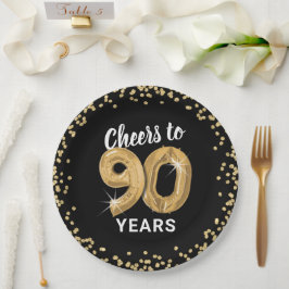 Plato De Papel Saludos modernos a los 90 años cumpleaños
