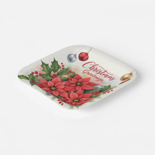Plato De Papel Saludos navideños, festivos,