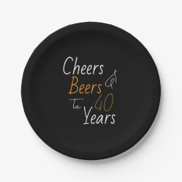 Plato De Papel Saludos y cervezas 40 cumpleaños