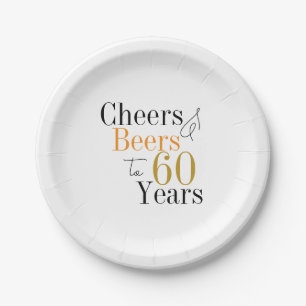 Plato De Papel Saludos y cervezas 60 cumpleaños