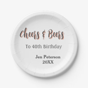Plato De Papel Saludos y cervezas para el cumpleaños número 40 gr