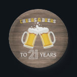 Plato De Papel Saludos y cervezas rústicos a 21 años de papel<br><div class="desc">Saludos y cervezas rústicos a 21 años de papel</div>