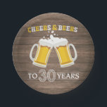 Plato De Papel Saludos y cervezas rústicos a 30 años de papel<br><div class="desc">Saludos y cervezas rústicos a 30 años de papel</div>