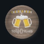 Plato De Papel Saludos y cervezas rústicos a 40 años de papel<br><div class="desc">Saludos y cervezas rústicos a 40 años de papel</div>