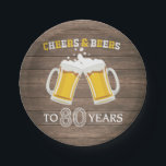 Plato De Papel Saludos y cervezas rústicos a placas de papel a 80<br><div class="desc">Saludos y cervezas rústicos a placas de papel a 80 años</div>