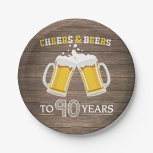 Plato De Papel Saludos y cervezas rústicos a placas de papel a 90