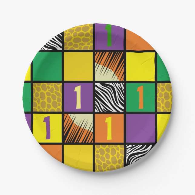 Plato De Papel Salvaje Fiesta Safari (Anverso)