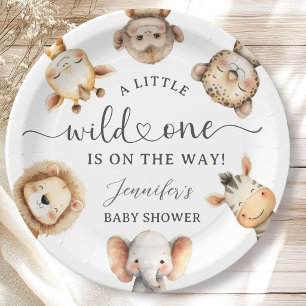Plato De Papel Salvaje Safari Animales Jungla Baby Shower