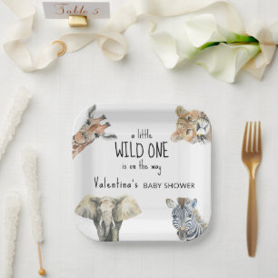 Plato De Papel Salvaje Safari de Animales Baby Shower