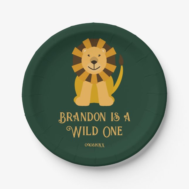 Plato De Papel Salvaje Safari de la jungla de la fiesta de cumple (Anverso)