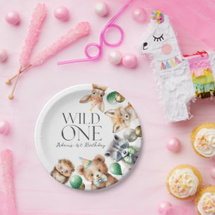 Plato De Papel Salvaje un bosque primer cumpleaños