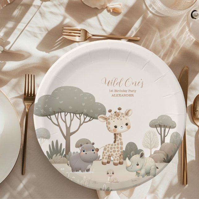 Plato De Papel Salvaje Un Safari de la Selva Niño Primer cumpleañ (Subido por el creador)