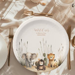 Plato De Papel Salvaje Un Safari de la Selva Niño Primer cumpleañ<br><div class="desc">Invite a sus huéspedes a embarcarse en una aventura salvaje con nuestra invitación al cumpleaños Safari Tropical Wild One Jungle Animals. Perfecto para una fiesta de cumpleaños con temática de jungla, esta invitación combina elementos tropicales vibrantes con adorables animales de la jungla para crear una celebración emocionante y memorable. Diseño:...</div>