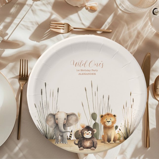 Plato De Papel Salvaje Un Safari de la Selva Niño Primer cumpleañ (Subido por el creador)