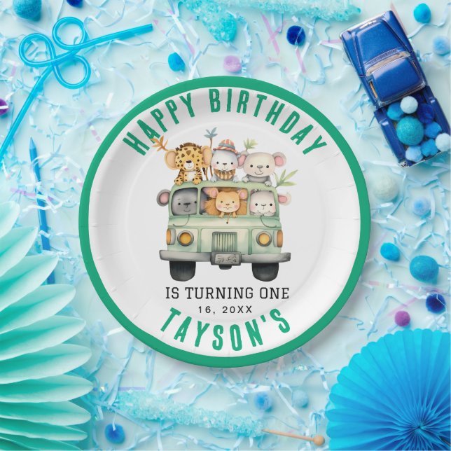 Plato De Papel Salvaje Un Safari de la Selva Niño Primer cumpleañ (Fiesta)
