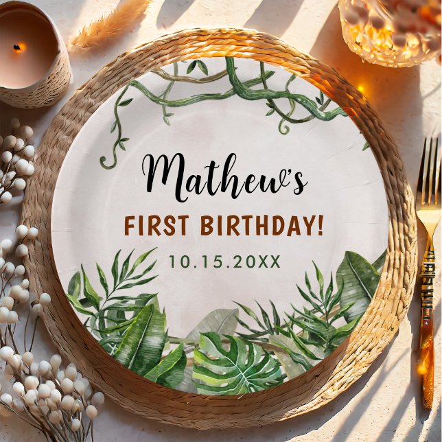 Plato De Papel Salvaje Un Safari Tropical Primer Cumpleaños (Subido por el creador)