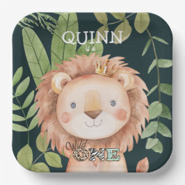 Plato De Papel Salvaje Una Jungla Animales Safari Primer cumpleañ