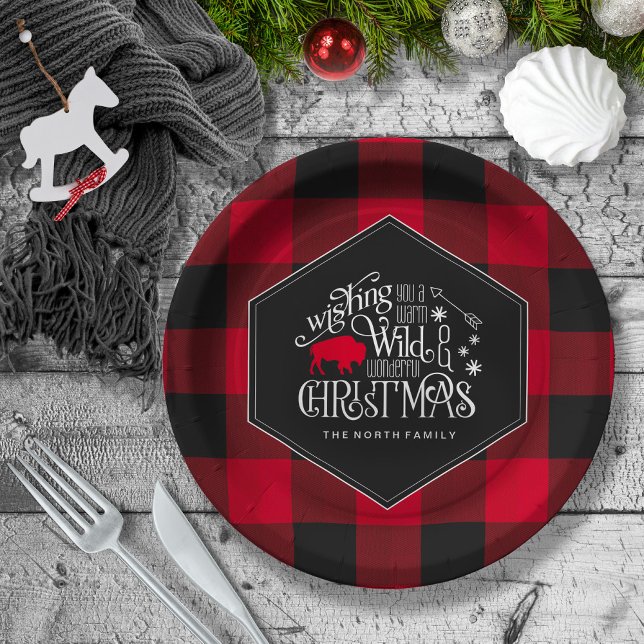 Plato De Papel Salvajes Navidades Maravillosos Red Buffalo Plaid  (Subido por el creador)