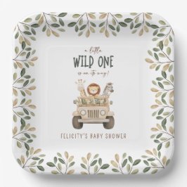 Plato De Papel Salvajes un Safari Animales Neutrales Baby Shower