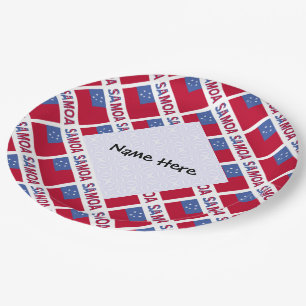 Plato De Papel Samoa y bandera de Samoa personalizada en mosaico