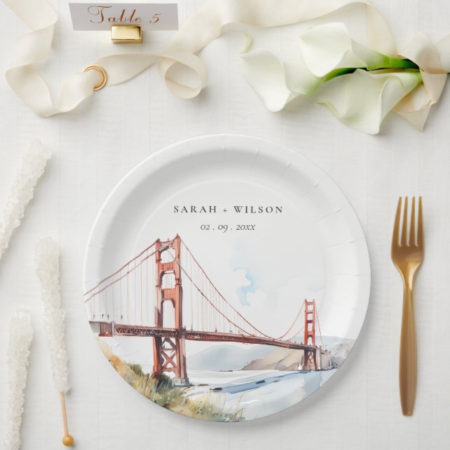 Plato De Papel San Francisco Golden Gate Bridge Landscape Wedding (Boda)