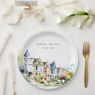 Plato De Papel San Francisco Painted Ladies Landscape Wedding