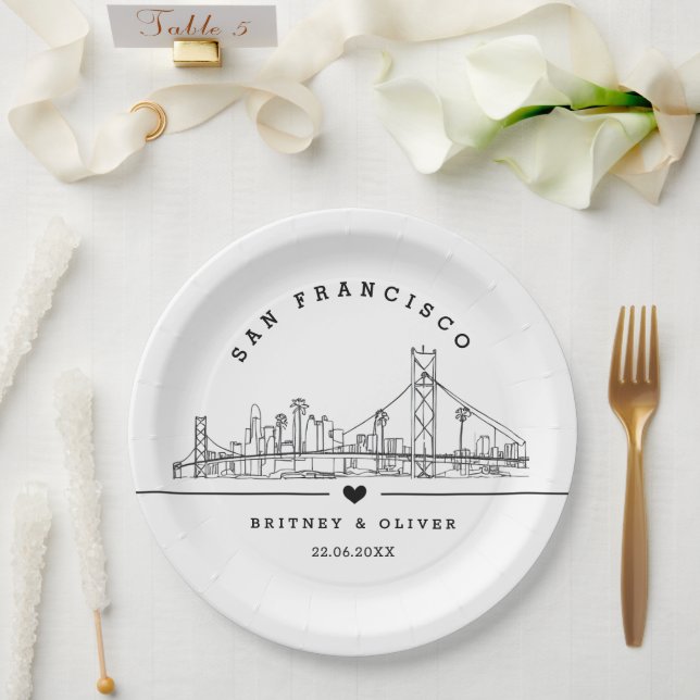 Plato De Papel San Franciso Skyline – Custom Wedding favor (Boda)