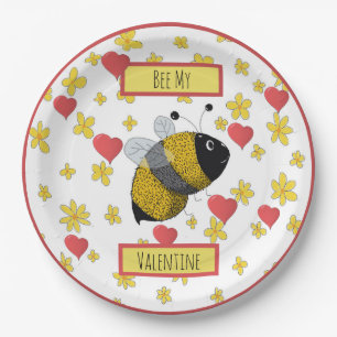 Plato De Papel San Valentín Bumblebee  Abeja mi San Valentín