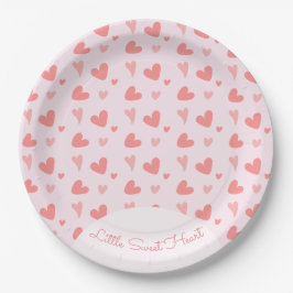 Plato De Papel San Valentín Corazón Rosa