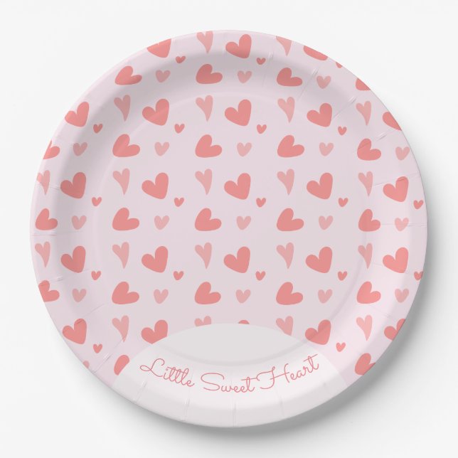 Plato De Papel San Valentín Corazón Rosa (Anverso)