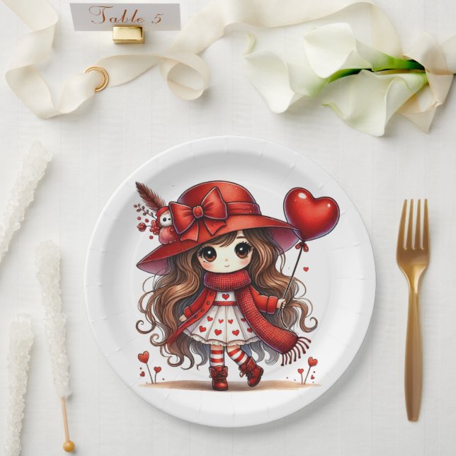 Plato De Papel San Valentín de anime (Boda)