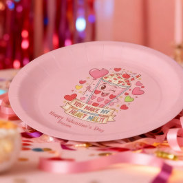 Plato De Papel San Valentín Personalizado de Batido de Leche Ador