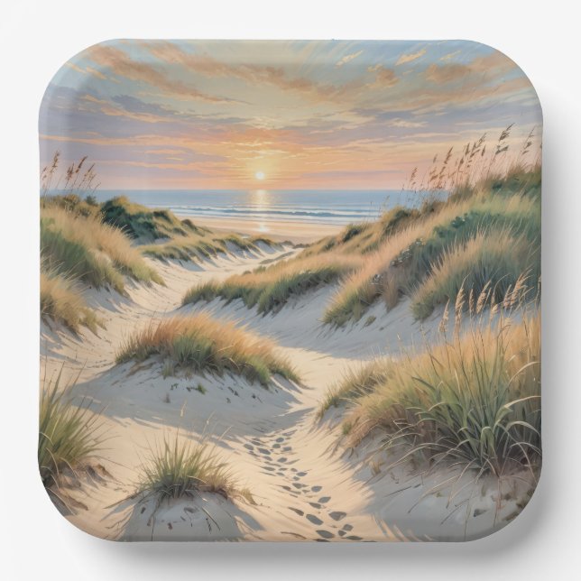 Plato De Papel Sand Dune Footprints (Anverso)