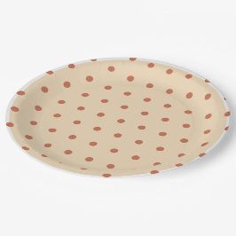 Plato De Papel Sand Terra Cotta Polka Dots White Trim