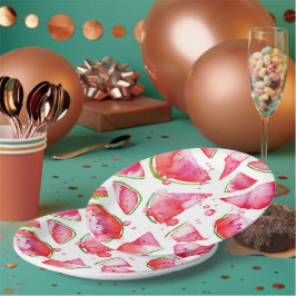 Plato De Papel Sandía Acuarela 1