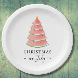 Plato De Papel Sandía de Navidad en Julio