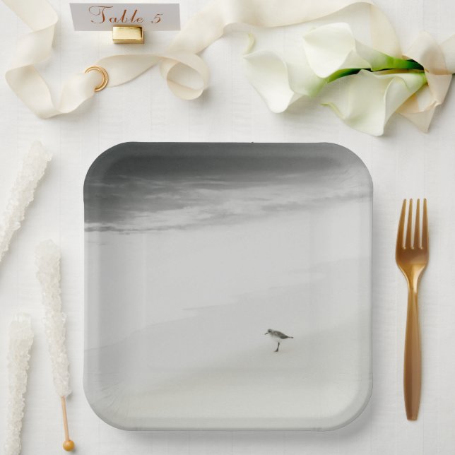 Plato De Papel Sandpiper costero en la playa (Boda)