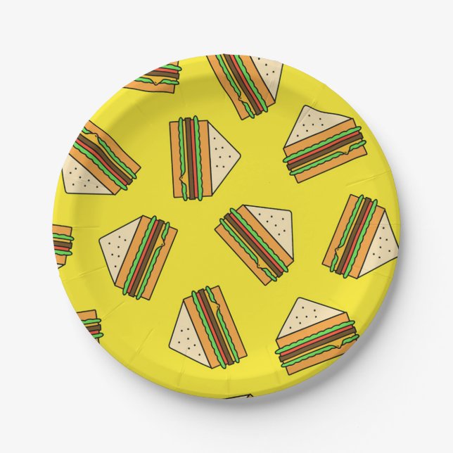 Plato De Papel Sandwich Seamless Pattern | Sandwich Puns| Sandwic (Anverso)