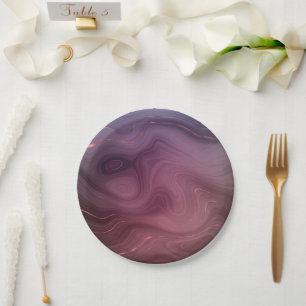 Plato De Papel Sangria Strata   Moody Pink y Purple Luxe Agate