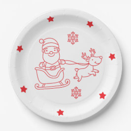 Plato De Papel santa and reindeer christmas