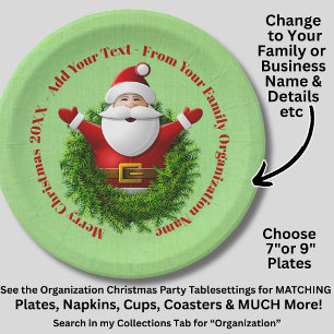 Plato De Papel Santa Anunciando tu nombre de texto Año Verde Rojo