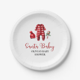 Plato De Papel Santa Baby Baby Shower de Navidad