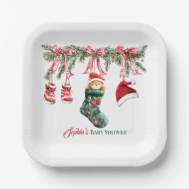 Plato De Papel Santa Baby Christmas Baby Shower