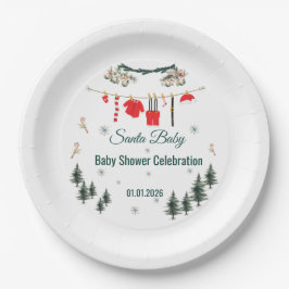 Plato De Papel Santa Baby Christmas Theme Baby Shower 